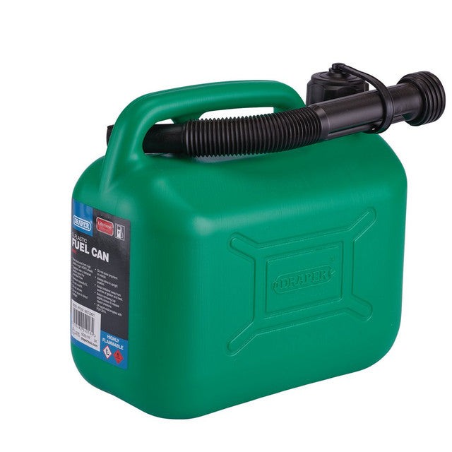 Draper Tools Plastic Fuel Can, 5L, Green