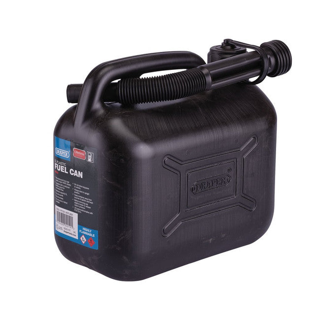 Draper Tools Plastic Fuel Can, 5L, Black