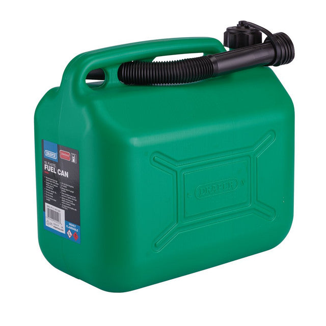 Draper Tools Plastic Fuel Can, 10L, Green