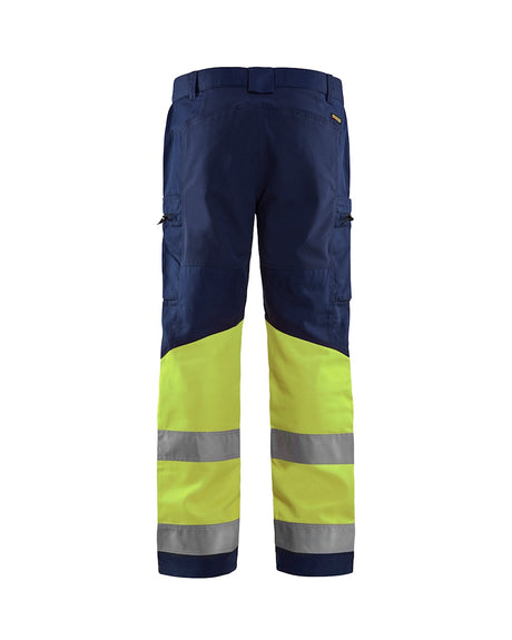 Blaklader Hi-Vis Trousers with Stretch 1551 - Navy Blue/Hi-Vis Yellow