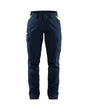 Blaklader Women's Industry Trousers Stretch 7144 #colour_dark-navy-blue-hi-vis-yellow