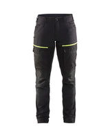 Blaklader Women's Service Trousers with Stretch 7166 #colour_black-hi-vis-yellow