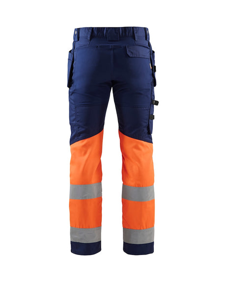 Blaklader Hi-Vis Trousers with Stretch 1558 - Navy Blue/Hi-Vis Orange