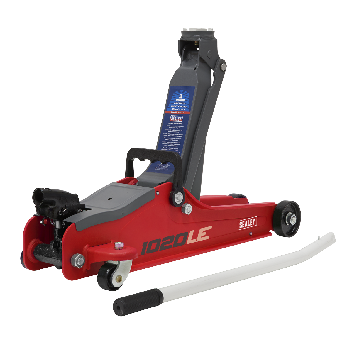 Sealey Trolley Jack 2 Tonne Low Profile Short Chassis - Red