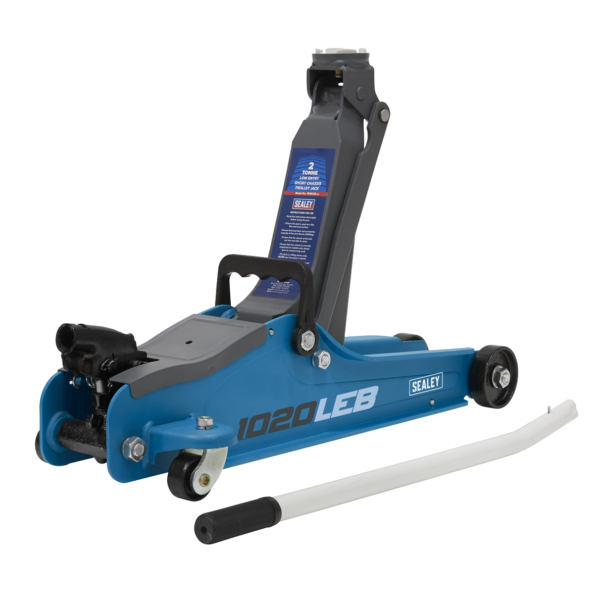 Sealey Trolley Jack 2 Tonne Low Profile Short Chassis - Blue