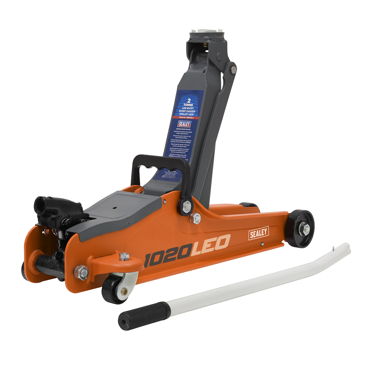 Sealey Trolley Jack 2 Tonne Low Profile Short Chassis - Orange