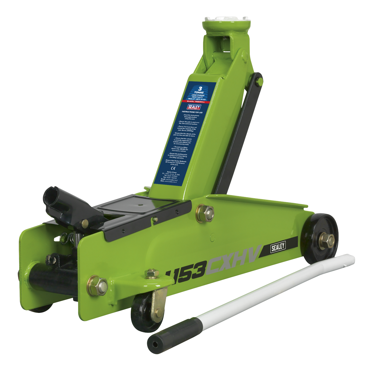 Sealey Trolley Jack 3 Tonne Long Reach Heavy-Duty Hi-Vis