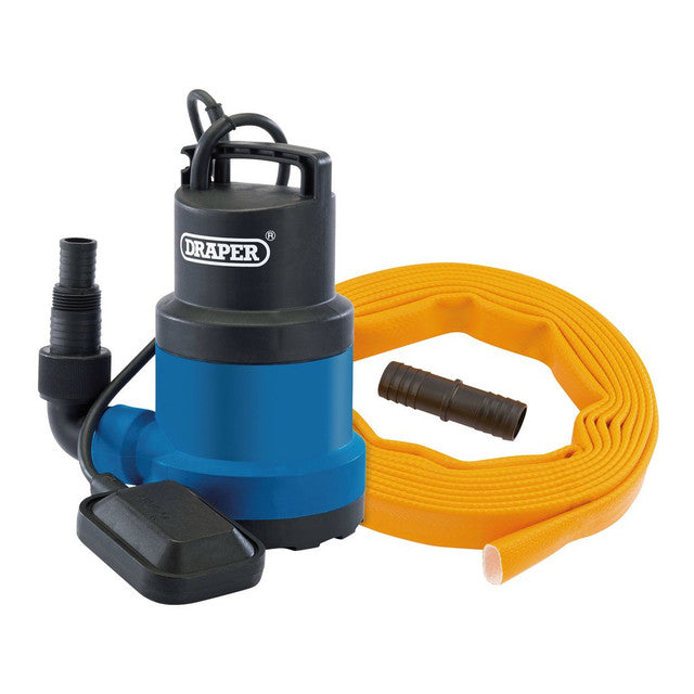 Draper Tools Submersible Clean Water Pump With Float Switch And Lay-flat Hose, 191L/Min, 550W