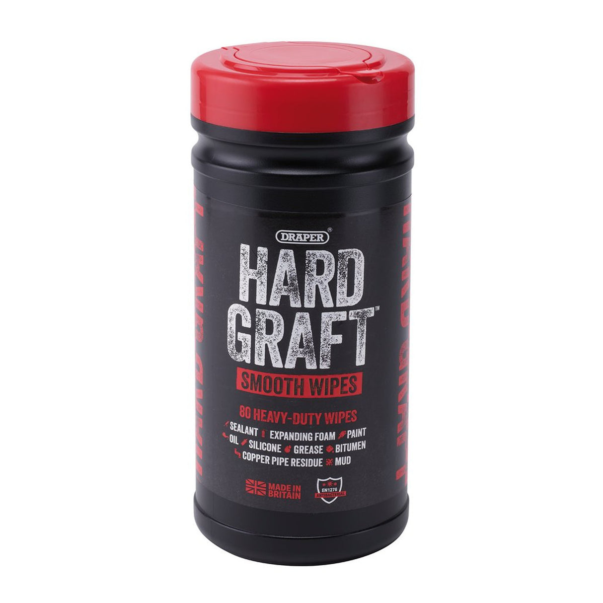 Draper Tools Hard Graft Multipurpose Smooth Wipes (Tub Of 80)