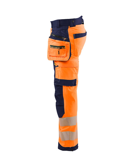 Blaklader Softshell Hi-Vis Trousers 1820 #colour_orange-navy-blue