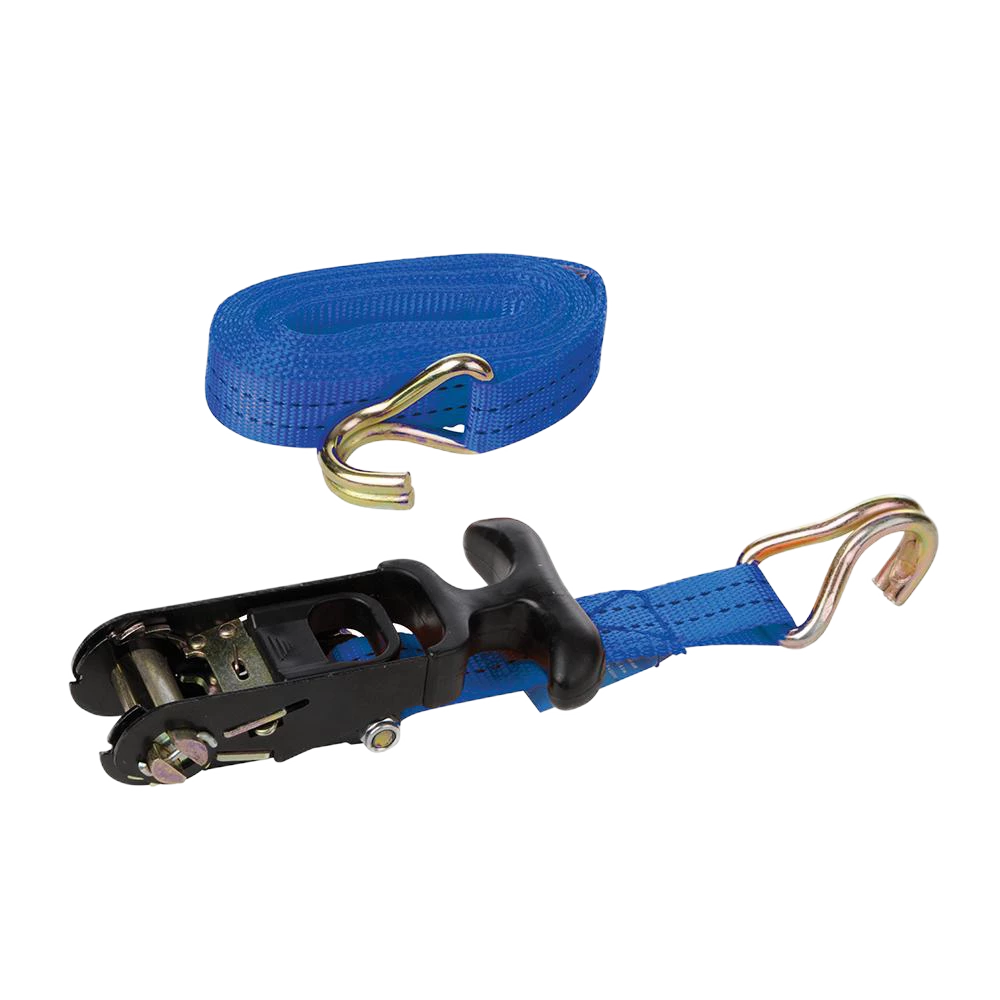 Silverline Rubber-Handled Ratchet Tie Down Strap J-Hook 4.5m x 30mm - Rated 400kg/Capacity 800kg