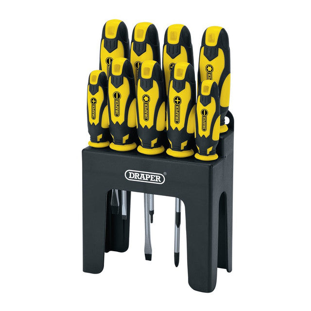 Draper Tools Soft Grip Screwdriver Set, Yellow (9 Piece)