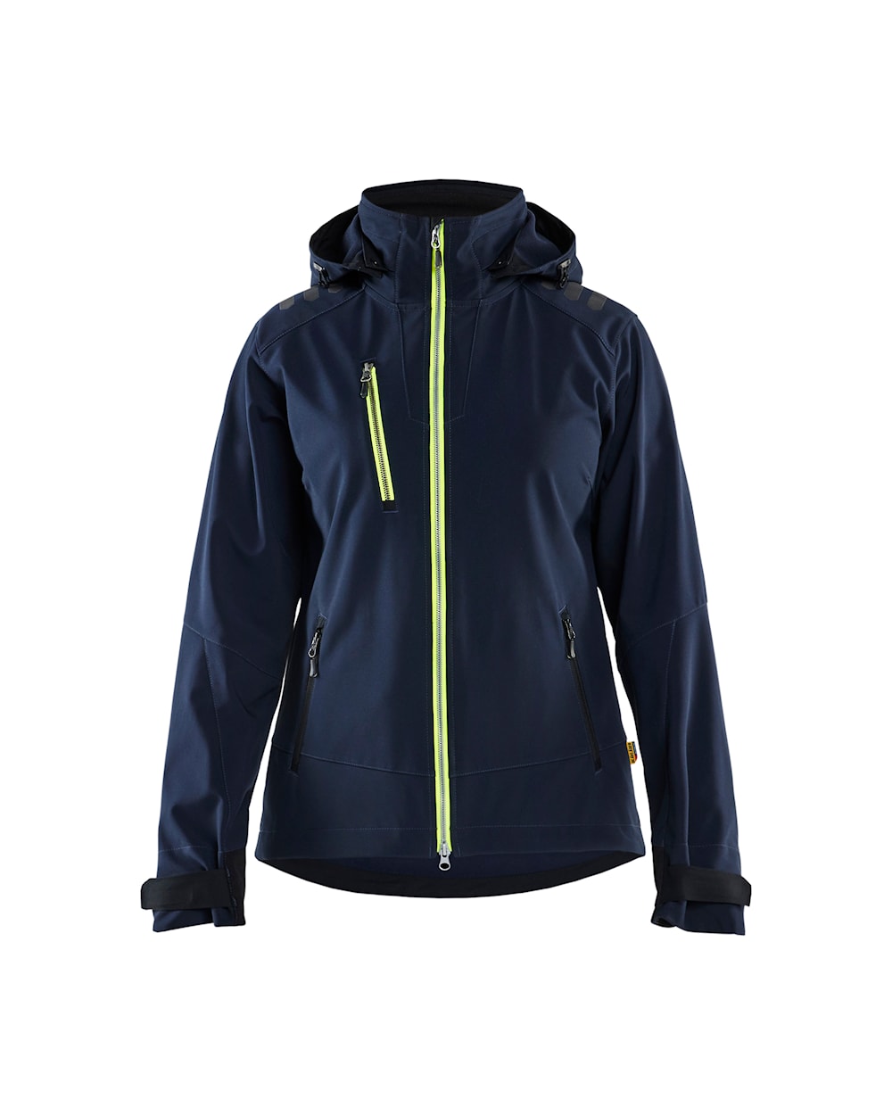 Blaklader Women's Softshell Jacket 4719 #colour_dark-navy-blue-hi-vis-yellow