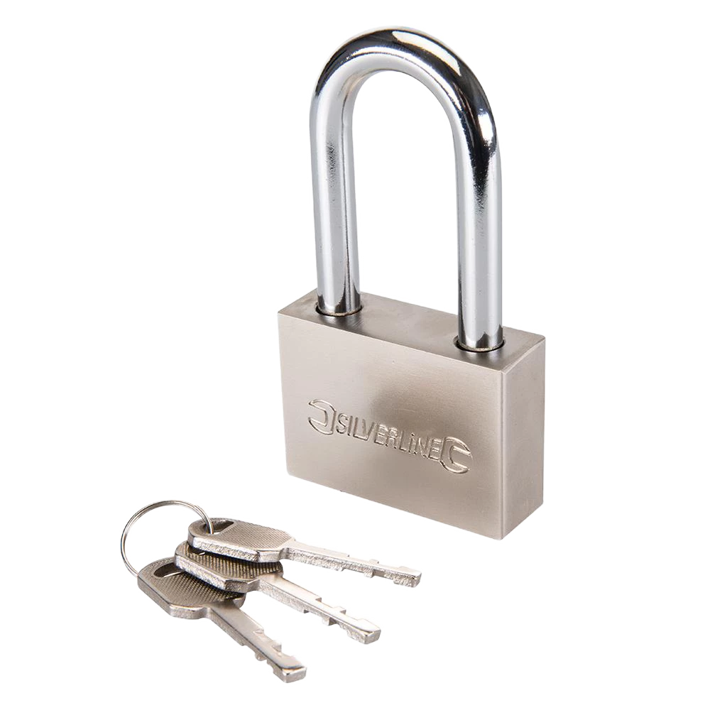 Silverline Steel Padlock Long Shackle