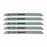 Silverline Reciprocating Saw Blades For Wood 5Pk - HCS - 5tpi - 240mm