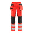 Blaklader Women's Hi-Vis Trousers with Stretch 7163 #colour_red-hi-vis-black