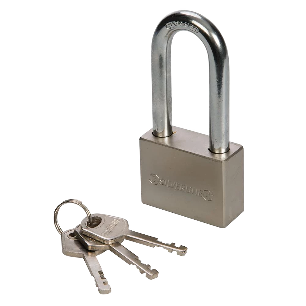 Silverline Steel Padlock Long Shackle