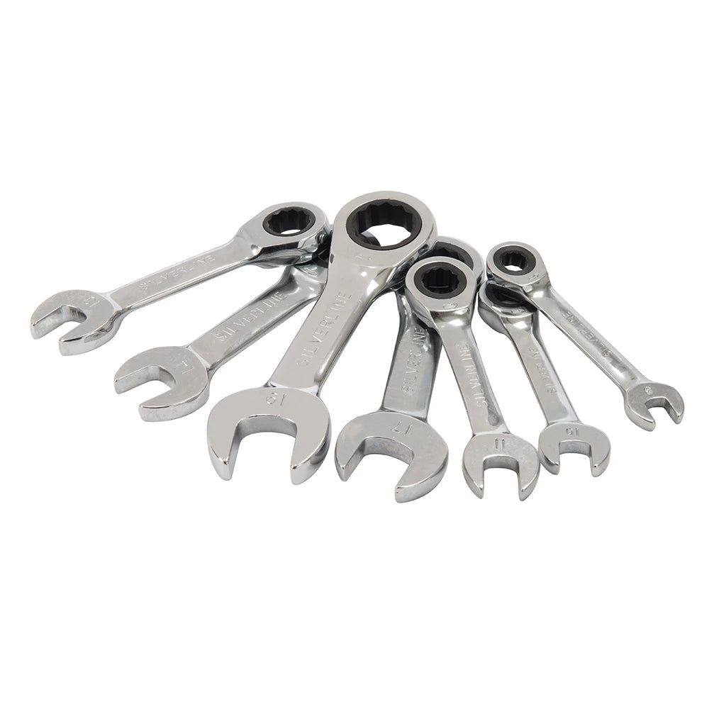 Silverline Stubby Ratchet Spanner Set 7Pce