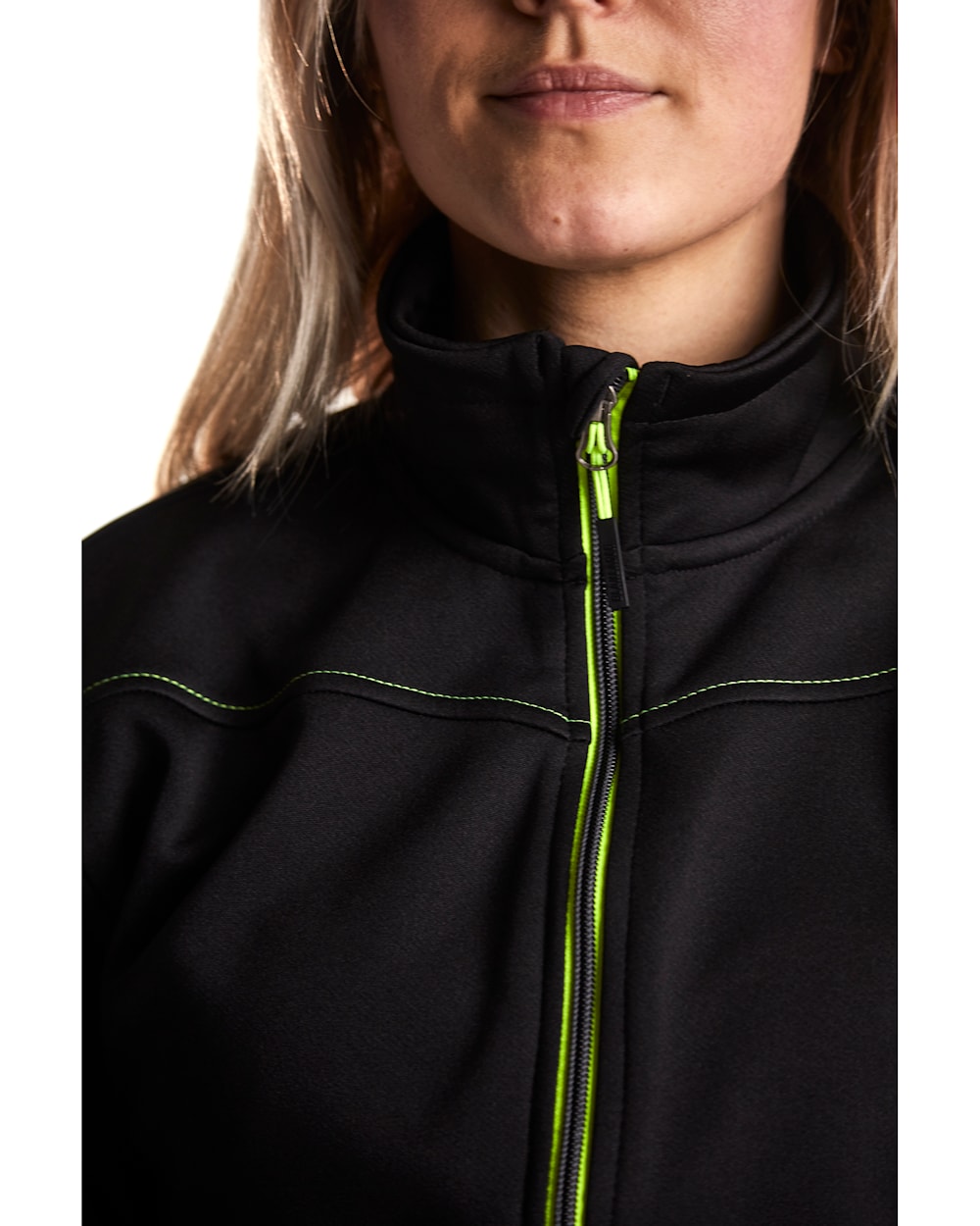 Blaklader Women's Sweatshirt with Full Zip 3394 #colour_black-hi-vis-yellow