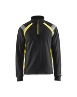 Blaklader Sweatshirt with Half Zip 3432 #colour_black-hi-vis-yellow