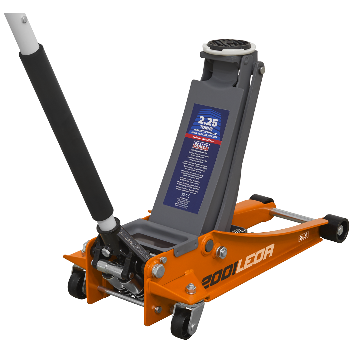 Sealey Trolley Jack 2.25 Tonne Low Profile Rocket Lift Orange