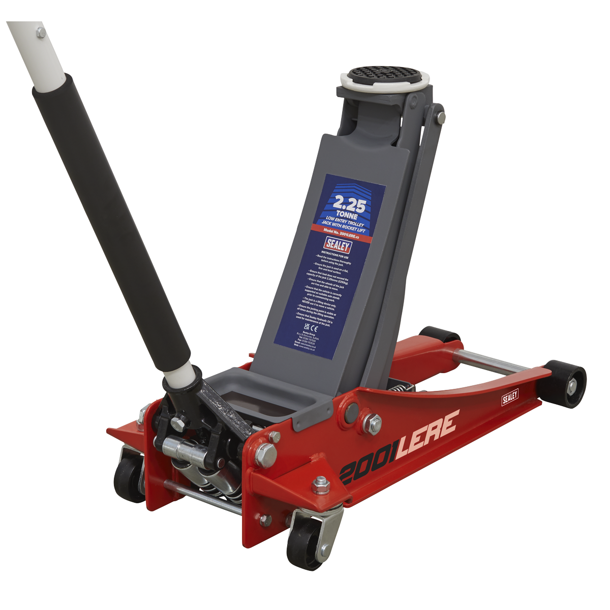 Sealey Trolley Jack 2.25 Tonne Low Profile Rocket Lift Red