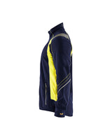 Blaklader Microfleece Jacket 4993 #colour_navy-blue-hi-vis-yellow