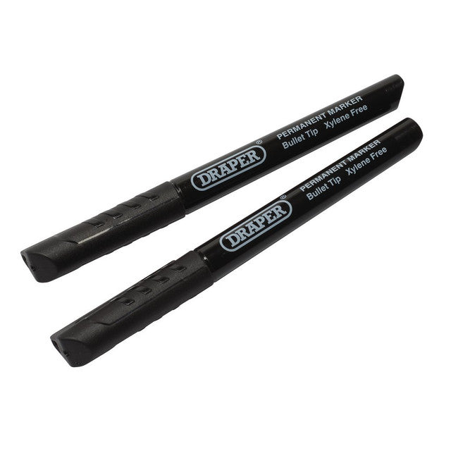 Draper Tools Marker Pens, Black (Pack Of 2)