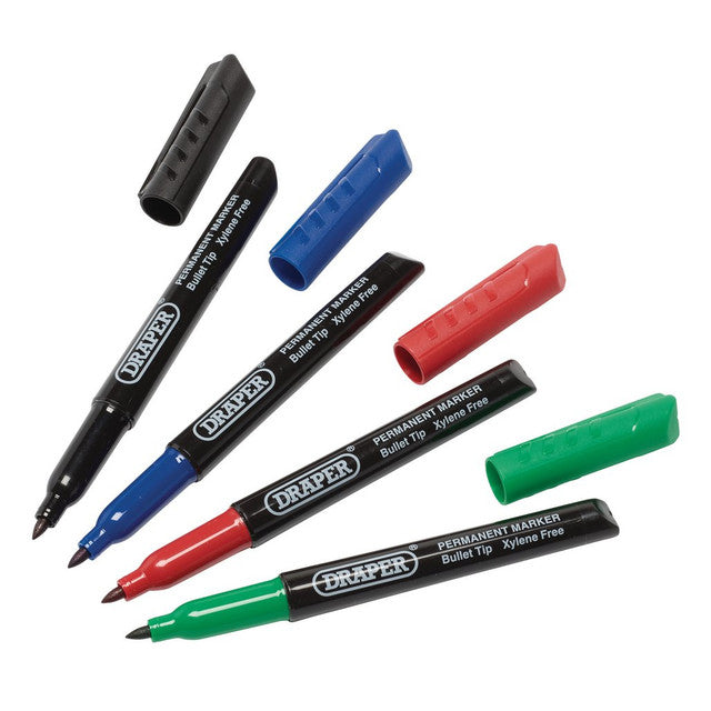 Draper Tools Marker Pens, Multicoloured (Pack Of 4)