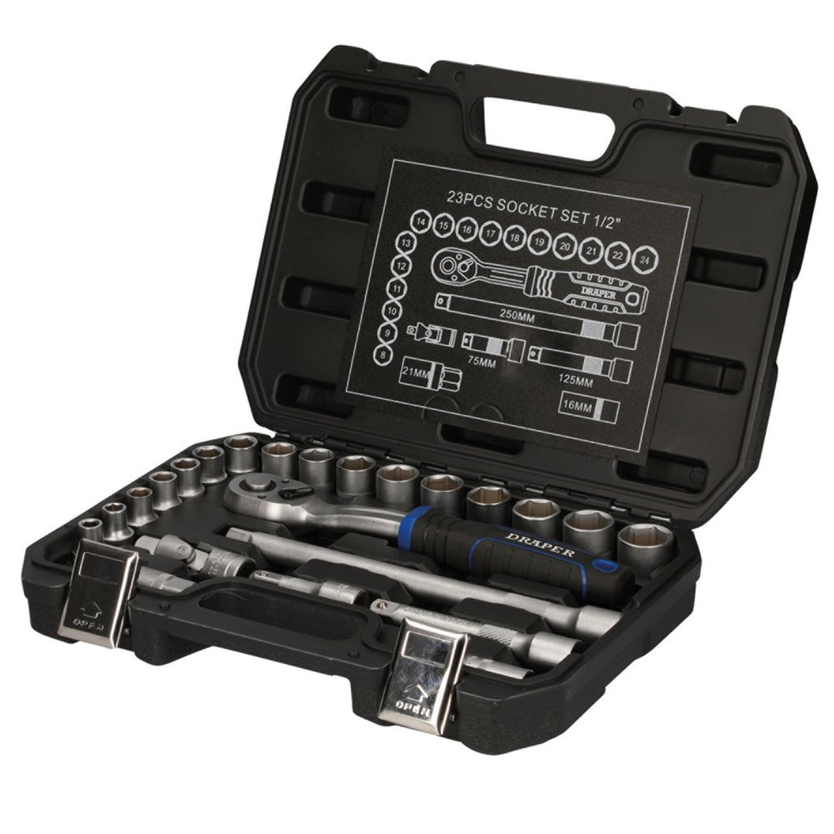 Draper Tools HI-TORQ® Metric Socket Set, 1/2" Sq. Dr. (23 Piece)