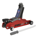 Sealey 180° Handle Trolley Jack 2 Tonne Low Profile Short Chassis - Red