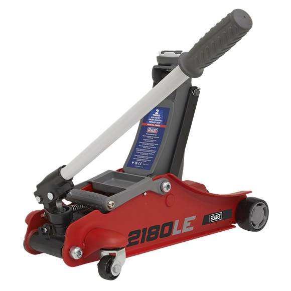 Sealey 180° Handle Trolley Jack 2 Tonne Low Profile Short Chassis - Red