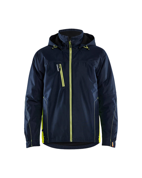 Blaklader Lightweight Lined Functional Jacket 4890 #colour_dark-navy-blue-hi-vis-yellow