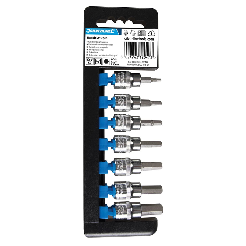 Silverline Hex Bit Set 3/8" Drive 7Pce