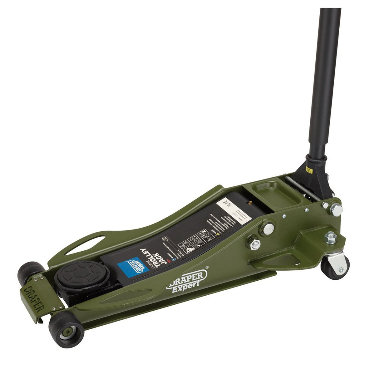 Draper Tools Expert Professional Low Profile Fast Lift Garage Trolley Jack, 3 Tonne, Green