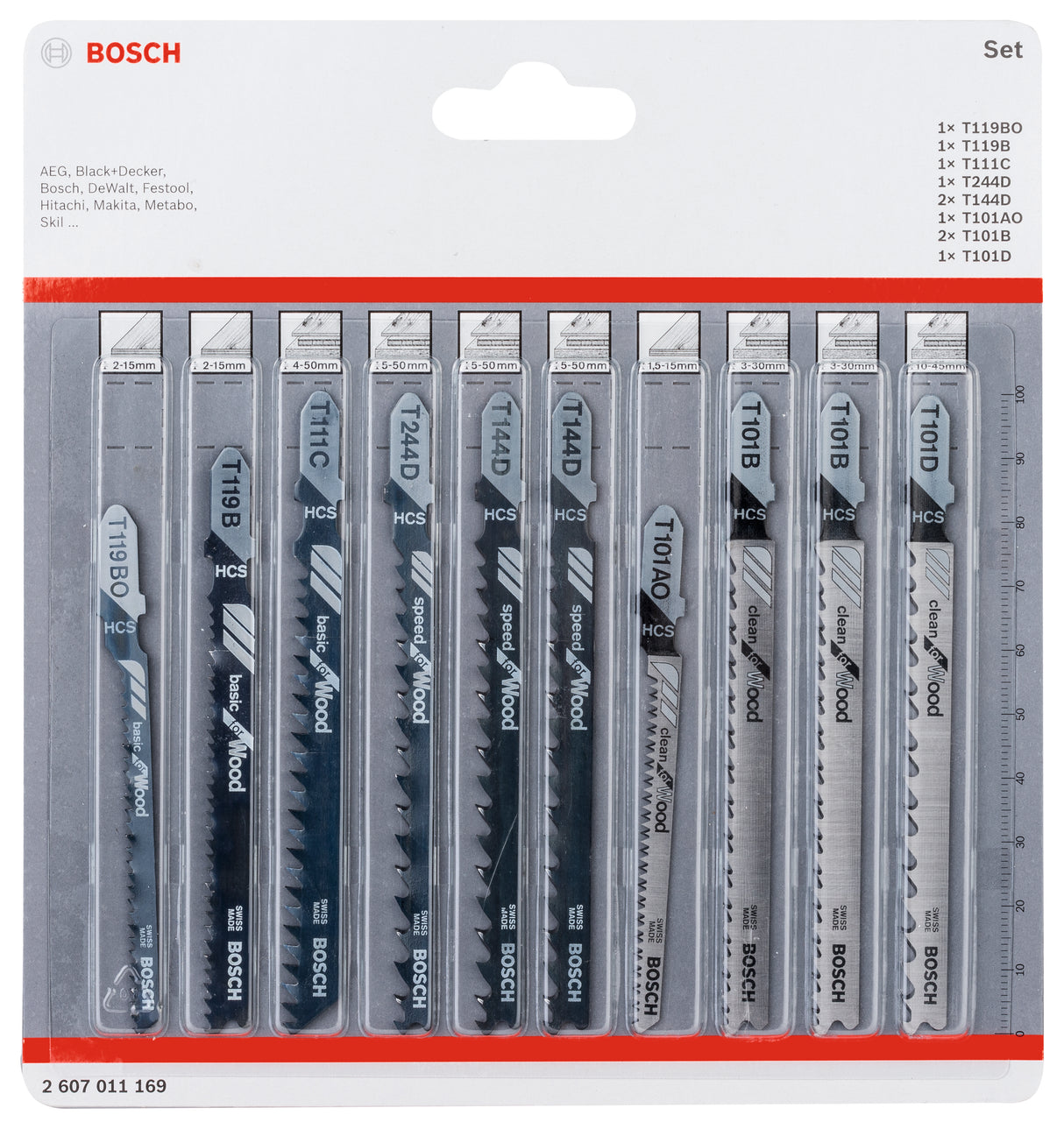 Bosch Professional 10pc Jigsaw Blade Set for Woodworking