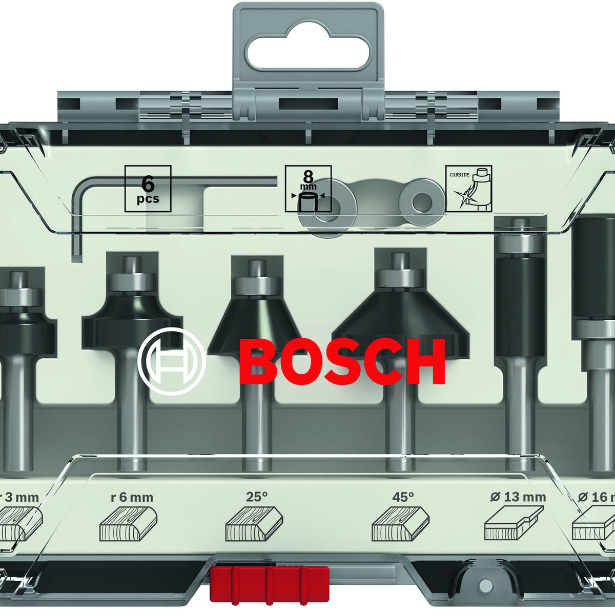 Bosch Professional Router Bit Set 6 pcs Trim&Edging 1/4