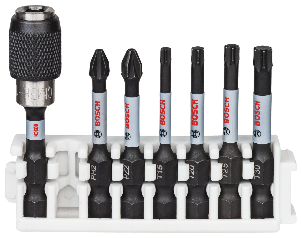 Bosch Professional Impact Power Bit Insert Pack - 50mm PH2, PZ2, T20-T30 with Bitholder Quick Release Pick & Clic