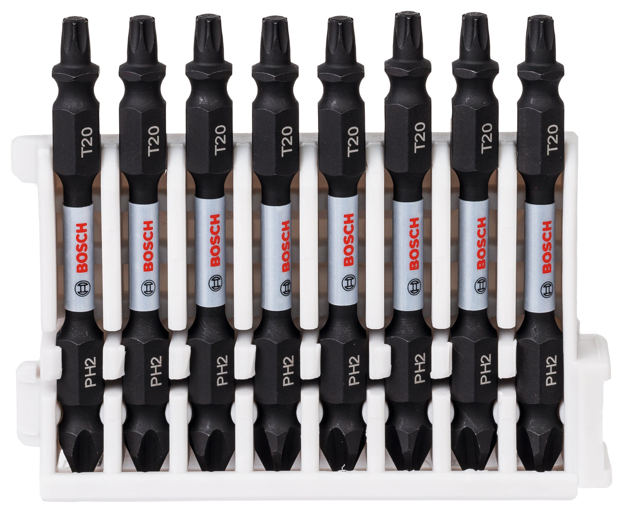 Bosch Professional Double Ended Bit Pack - 65mm, 8x PH2-T20 Pick & Clic Impact Bits