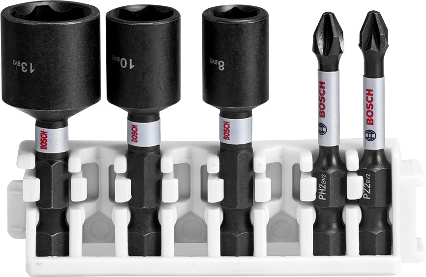 Bosch Professional Mixed Pack Nutsetter and Impact Power Bit Set - 8, 10, 13mm Nutsetters and 50mm PH2, PZ2 Impact Power Bits with Pick & Clic