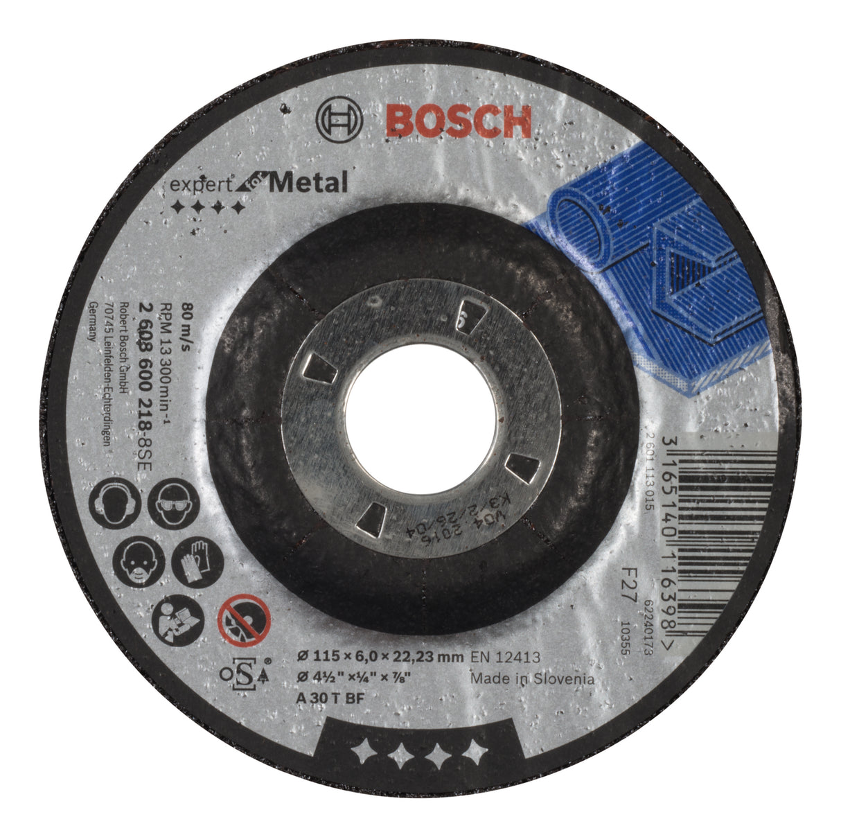 Bosch Professional Expert Metal Grinding Disc with Depressed Centre A 30 T BF, 115mm x 6.0mm