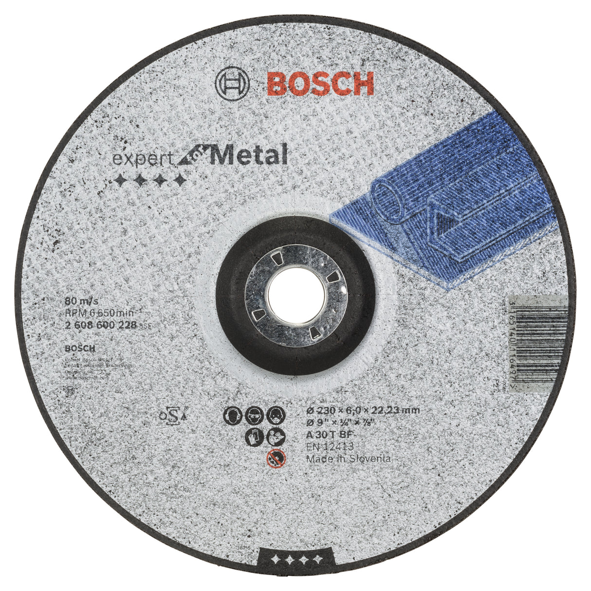 Bosch Professional Expert Metal Grinding Disc with Depressed Centre A 30 T BF, 230mm x 6.0mm