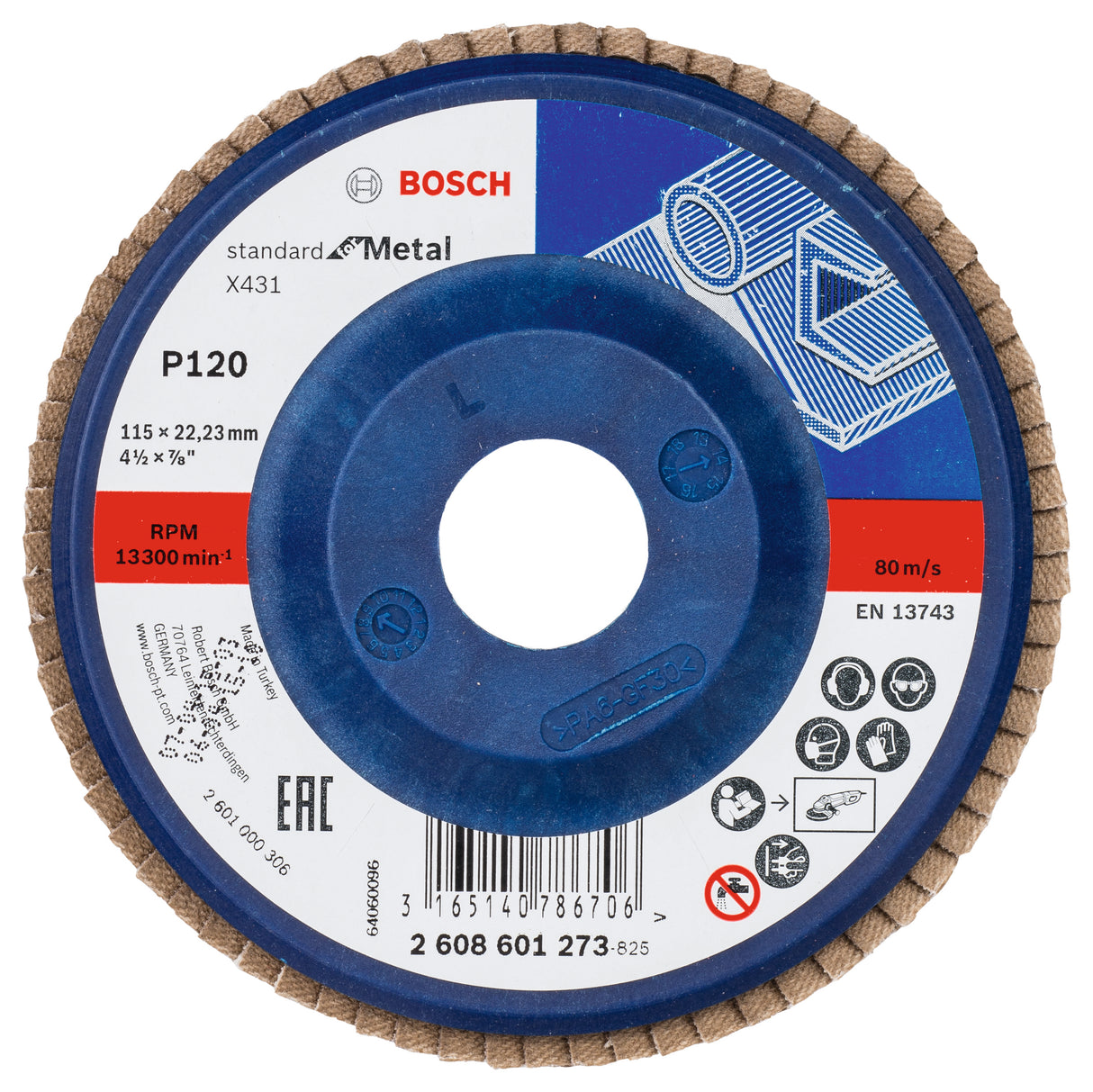 Bosch Professional X431 Flap Disc - Standard for Metal - 115mm x 22.23mm - G120