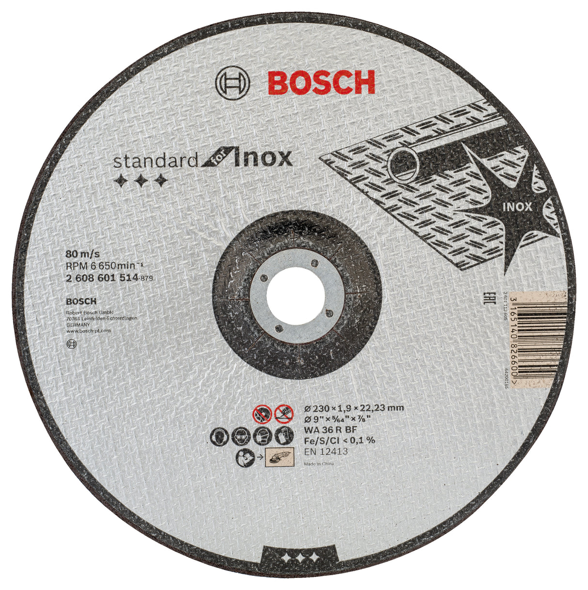 Bosch Professional Inox Cutting Disc with Depressed Centre - WA 36 R BF, 230mm x 22.23mm x 1.9mm
