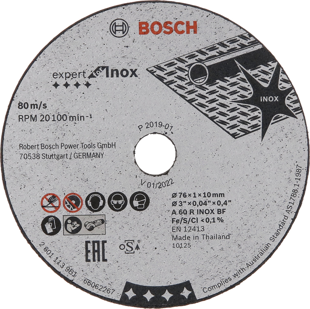 Bosch Professional Expert Inox Cutting Disc - A 60 R INOX BF, 76mm x 1mm x 10mm