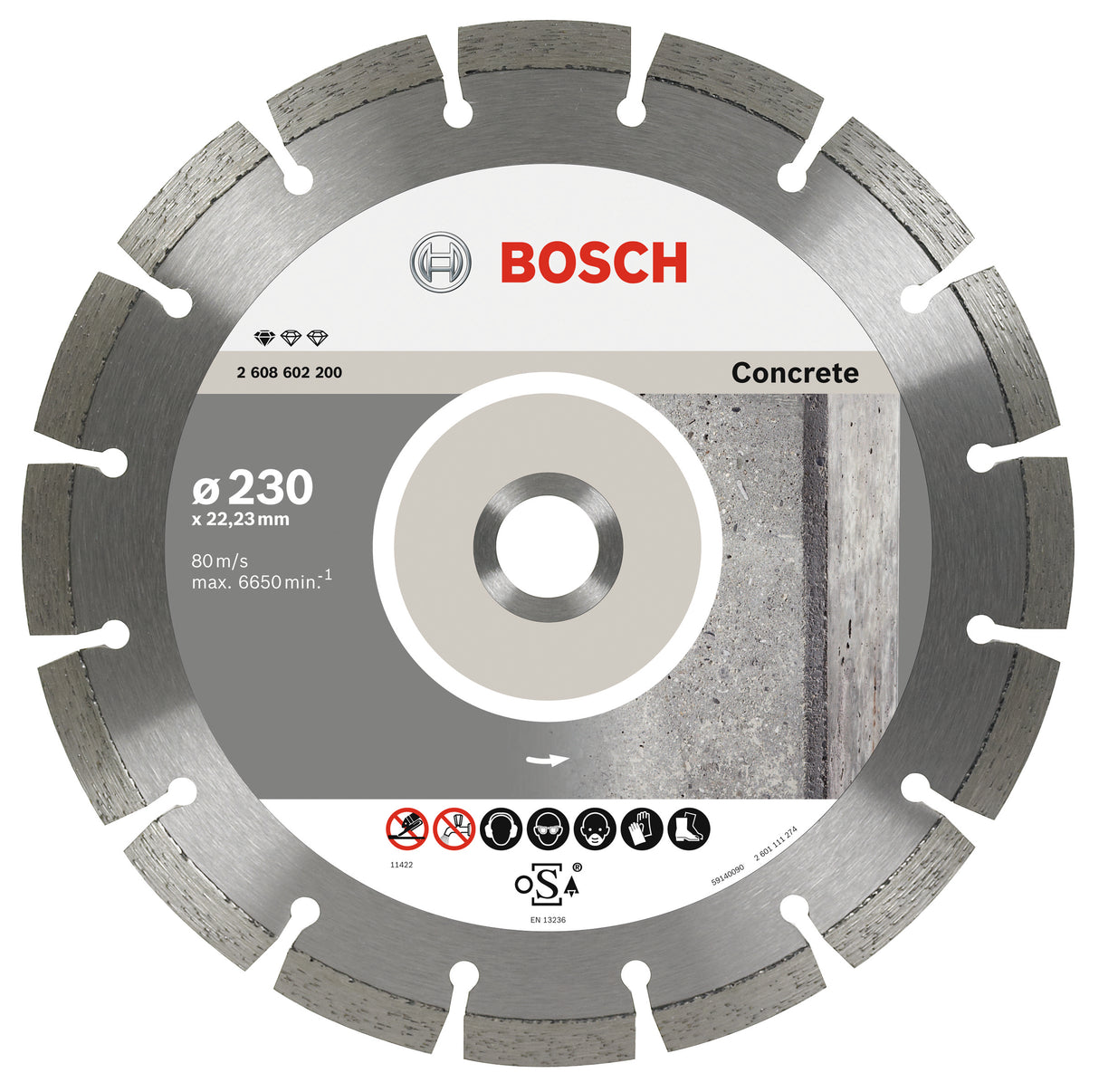 Bosch Professional Diamond Cutting Disc for Concrete - 230 x 22.23 x 2.3 x 10 mm