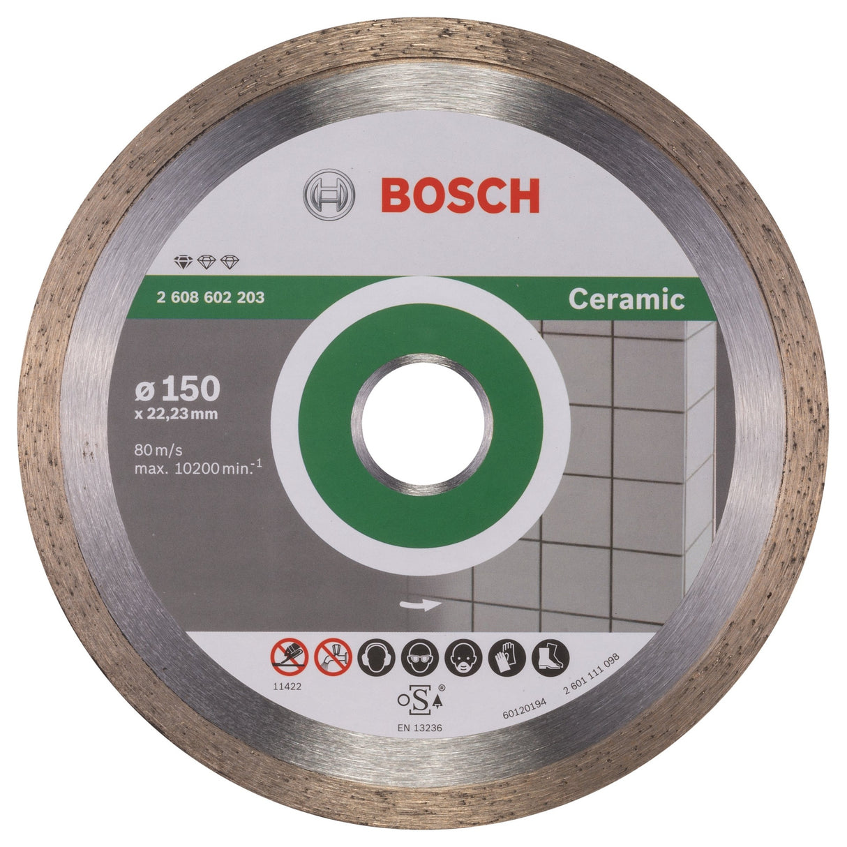 Bosch Professional Ceramic Diamond Cutting Disc - 150 x 22.23 x 1.6 x 7 mm Standard