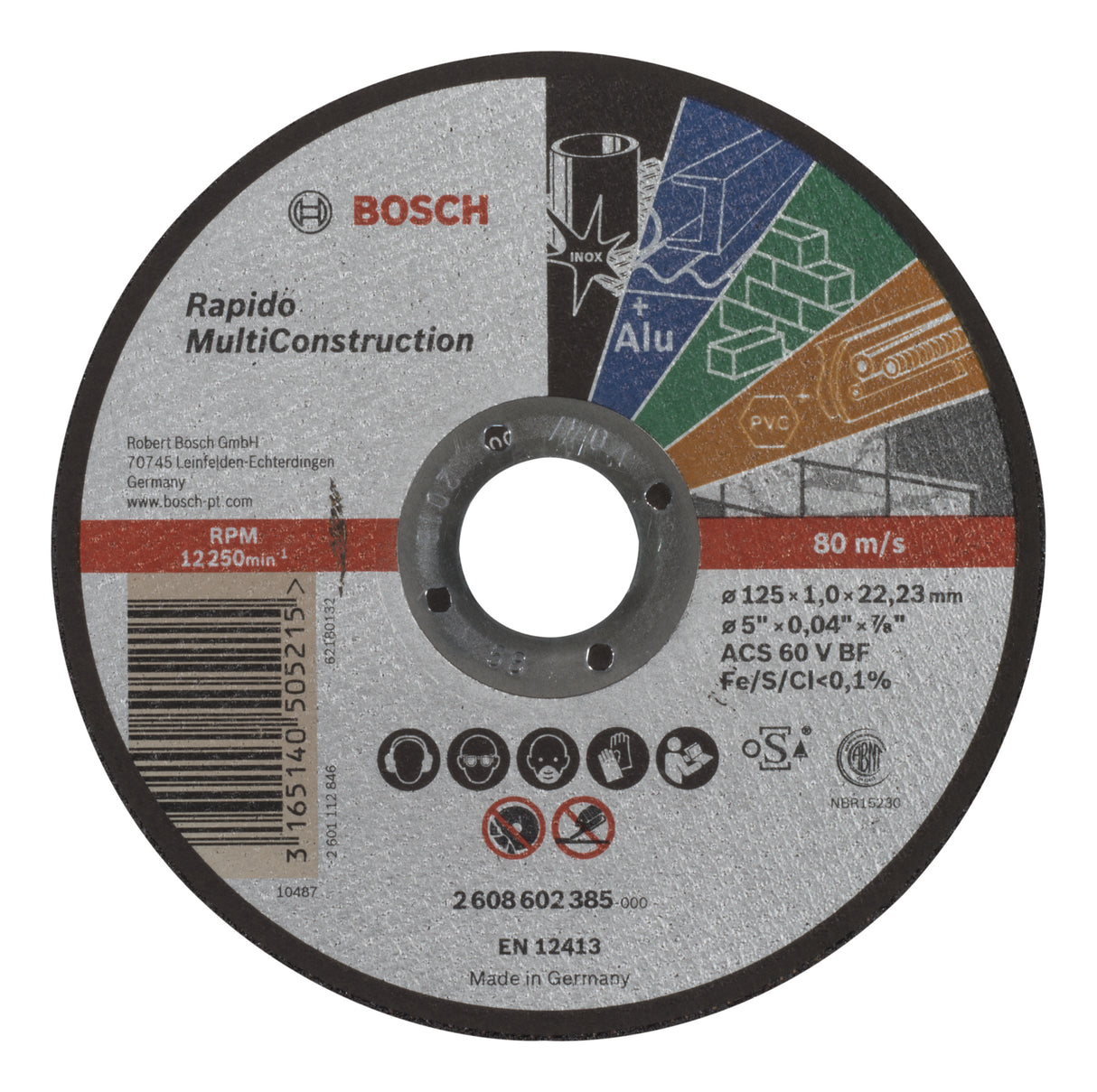 Bosch Professional Rapido Multi Construction Straight Cutting Disc ACS 60 V BF - 125mm x 1.0mm