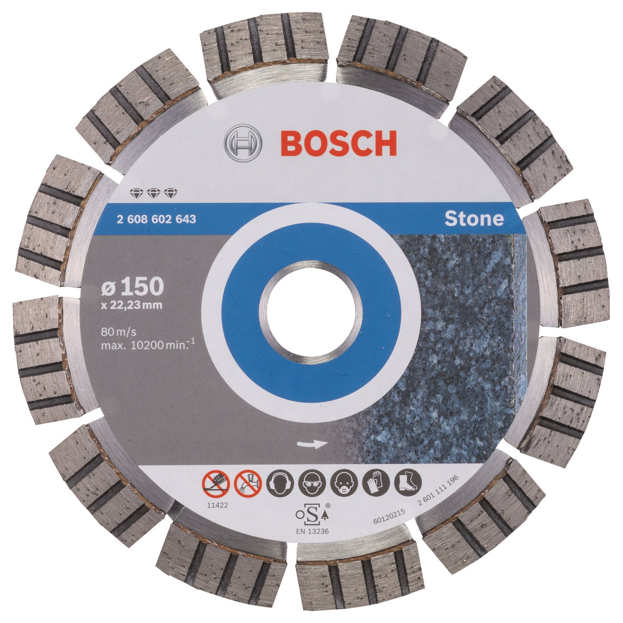 Bosch Professional Diamond Cutting Disc - Best for Stone - 150 x 22.23 x 2.4 x 12 mm