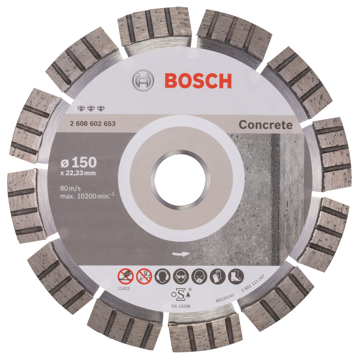 Bosch Professional Diamond Cutting Disc - Best for Concrete - 150 x 22.23 x 2.4 x 12 mm